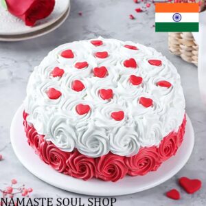 Pastel de Chocolate con Remolinos Rojos y Blancos – 1 Kg {INDIA}