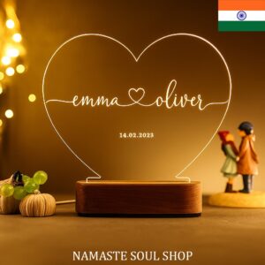Lámpara LED de Corazón Personalizada para Parejas {INDIA}
