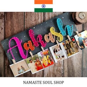 Placa de Nombre Personalizada Multicolor en Cursiva con 6 Fotos {INDIA}